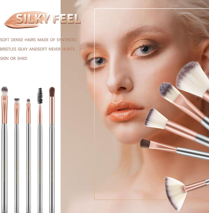 Professional 18-Piece Makeup Brush Set with Premium Synthetic Brushes and PU Leather Bag
