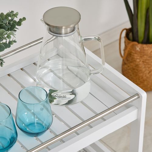 Pine Wood 3-Tier Kitchen Trolley White - Samanta Factory