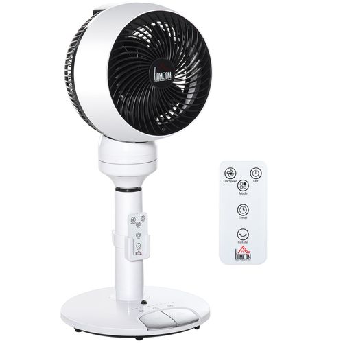 Modern black and white air circulator fan with 3 speeds, 360° tilt, remote control and pedestal base – UK home cooling fan